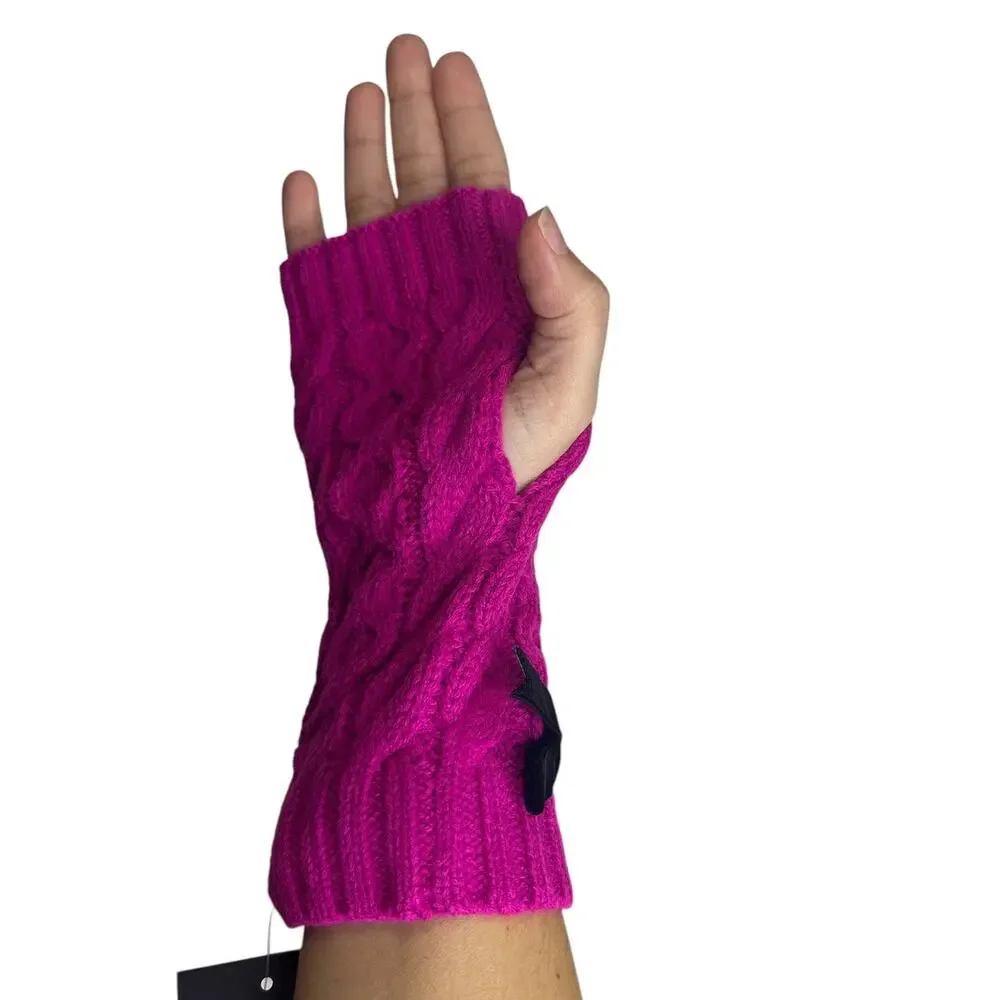 Kate Spade Cable knit Bow Arm Gloves one Size  Marker Pink